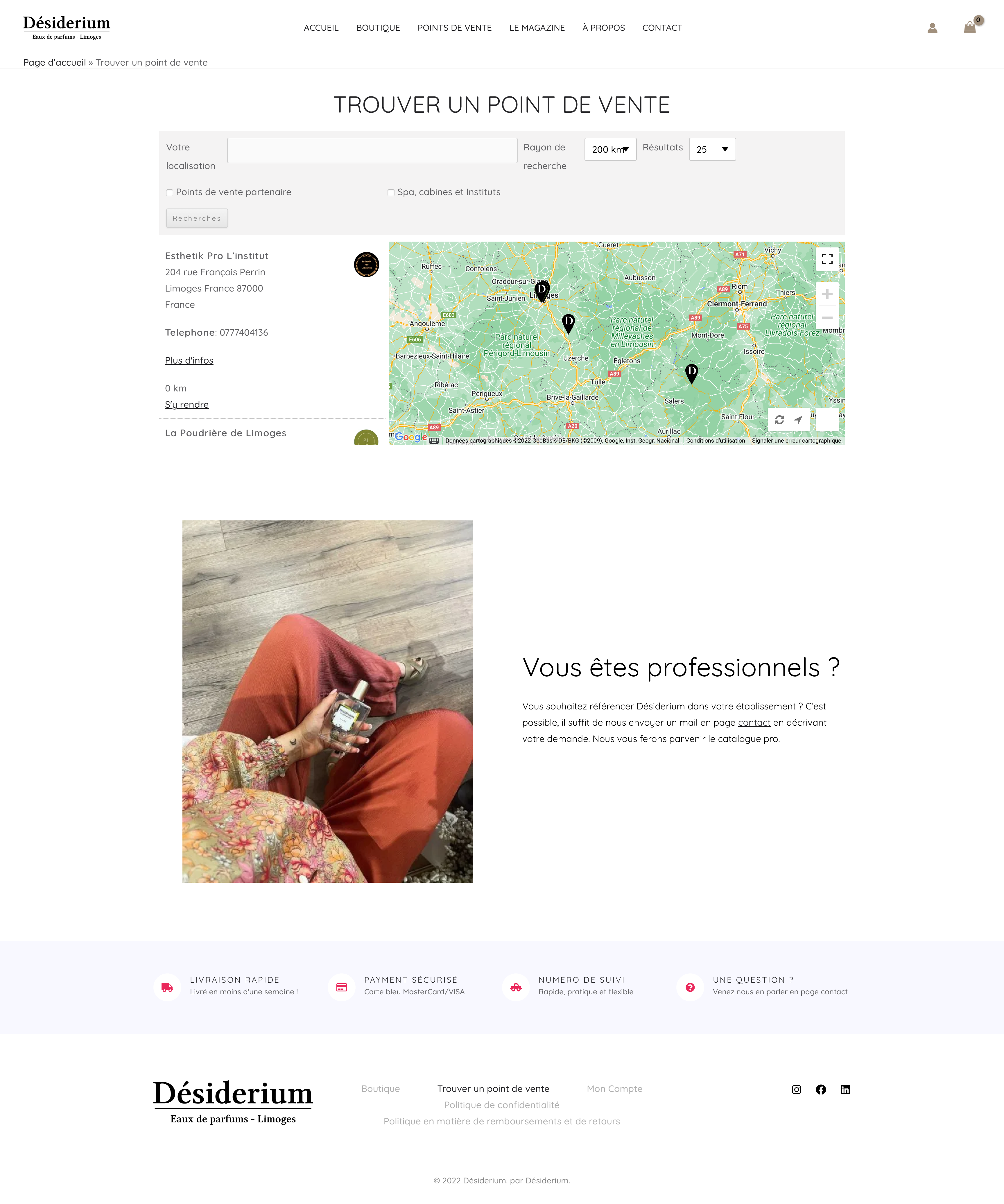 site desiderium capture ecran page point de vente